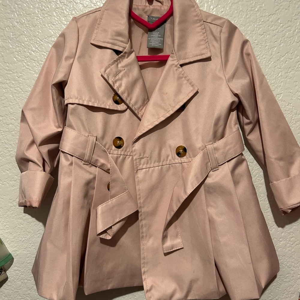 Tahari Kids Light Pink Double-Breasted Raincoat